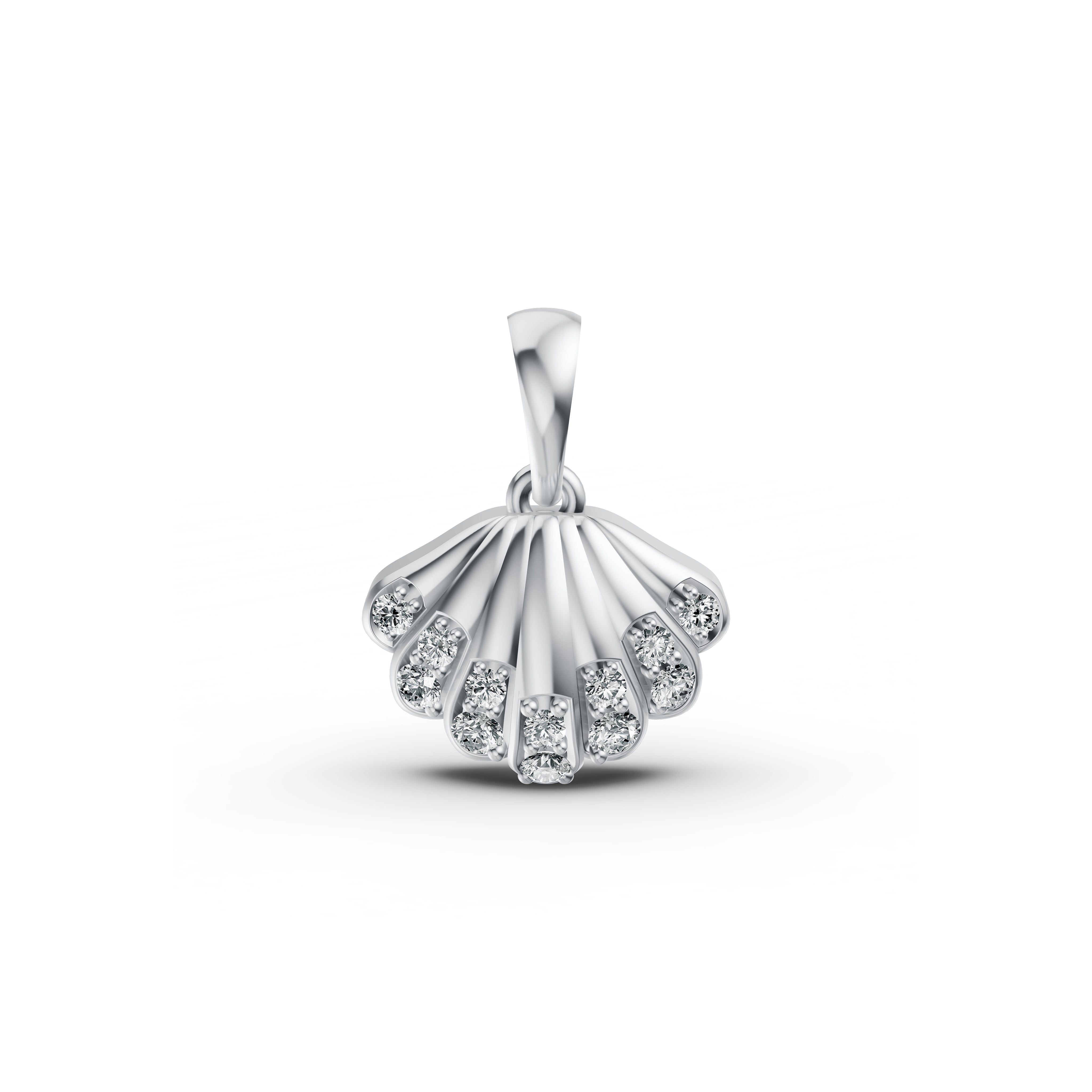 Seashell Diamond Pendant & Earring Set