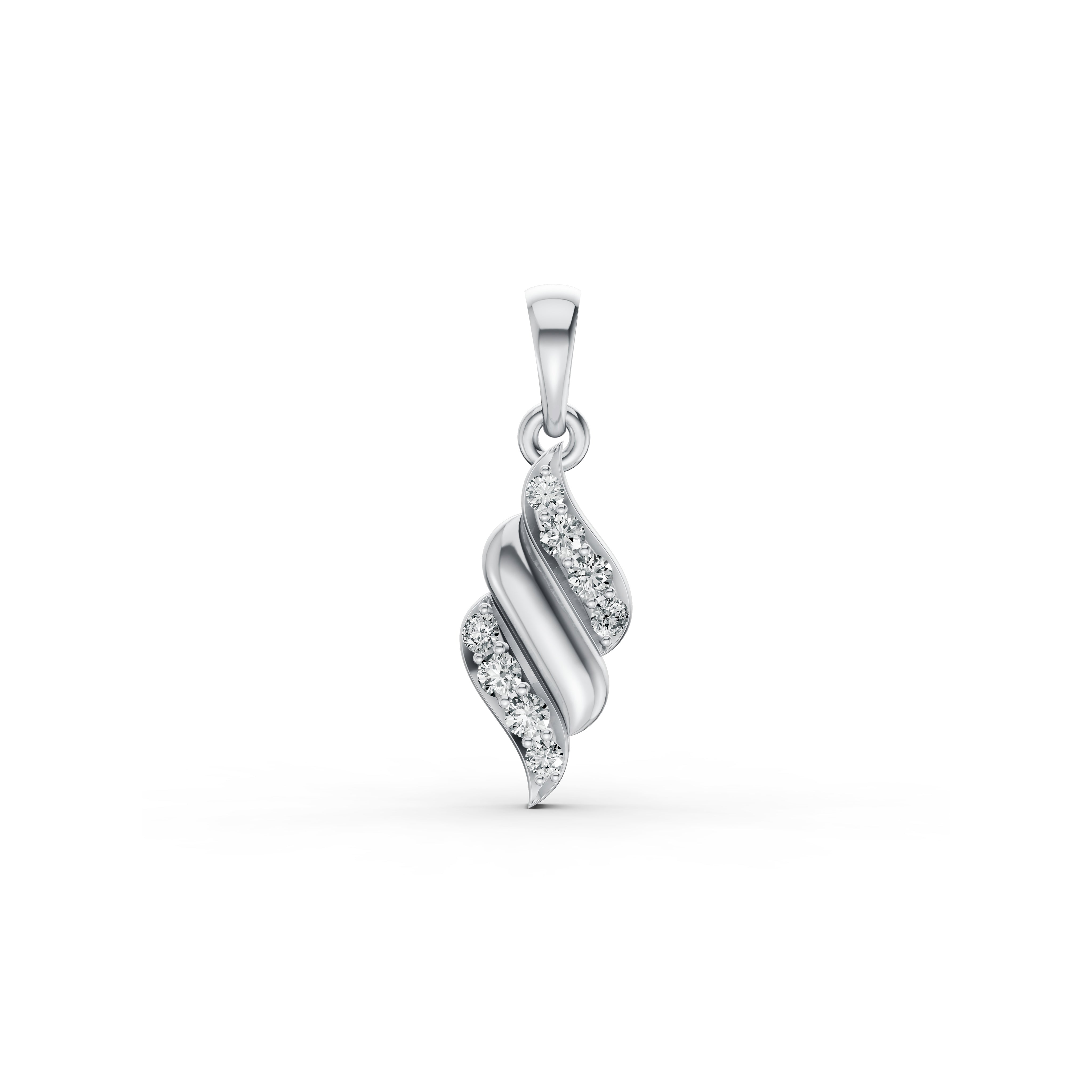 Elegant Wave Diamond Pendant & Earring Set
