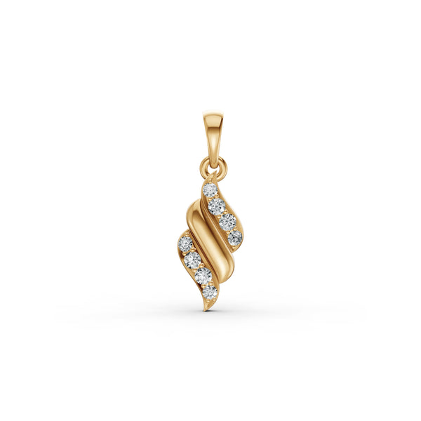 Elegant Wave Diamond Pendant & Earring Set