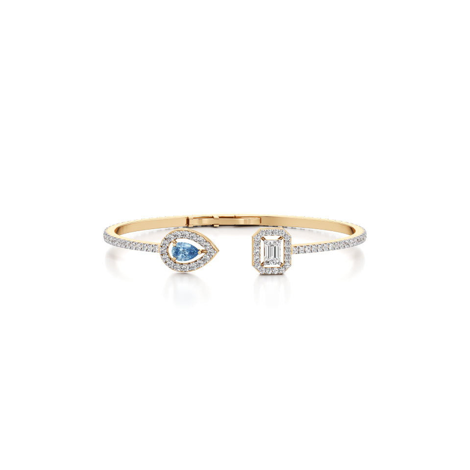 Radiant and Sapphire Gemstone Diamond Bracelet