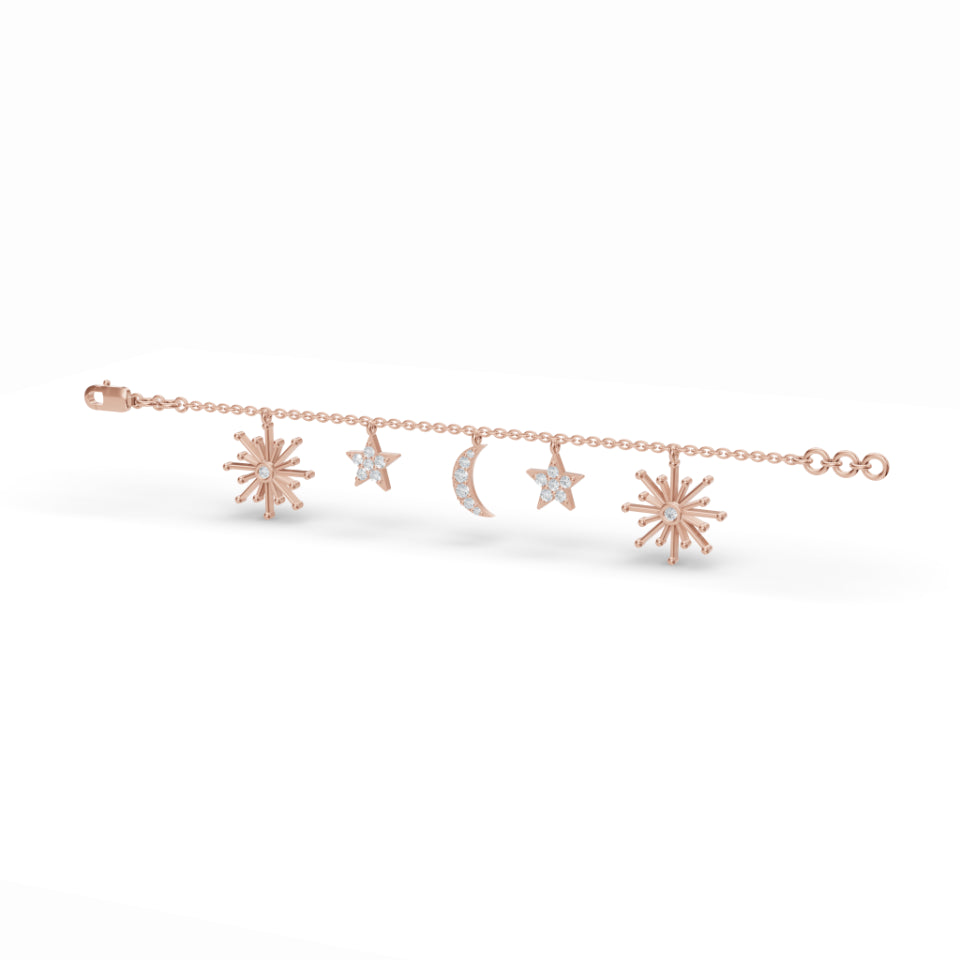 Celestial Harmony Charm Diamond Bracelet