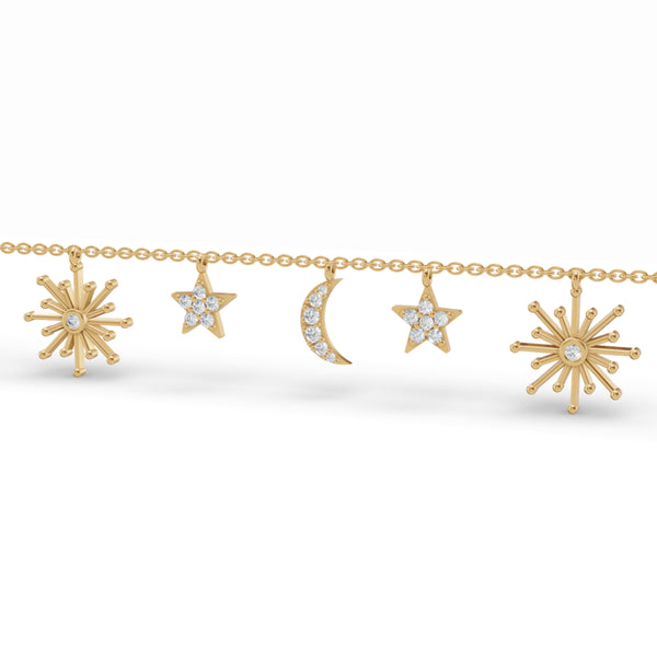 Celestial Harmony Charm Diamond Bracelet