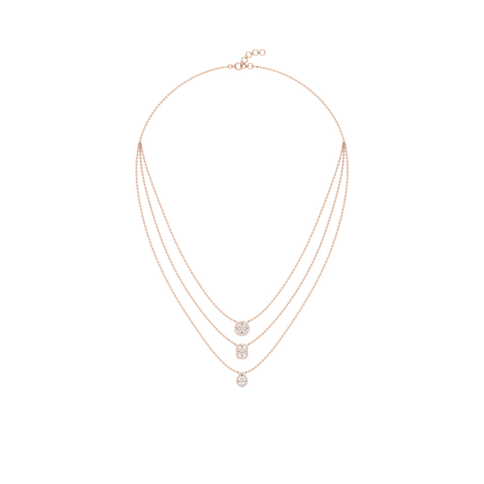 Multi-layered Trio Shaped Pave Diamond Chain