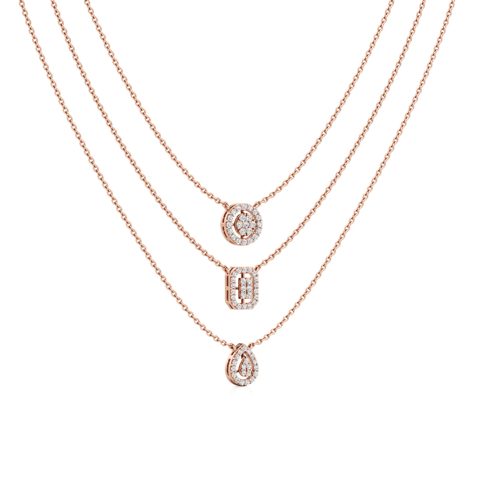 Multi-layered Trio Shaped Pave Diamond Chain