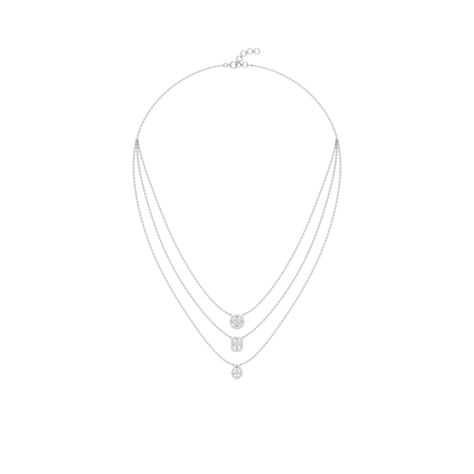 Multi-layered Trio Shaped Pave Diamond Chain