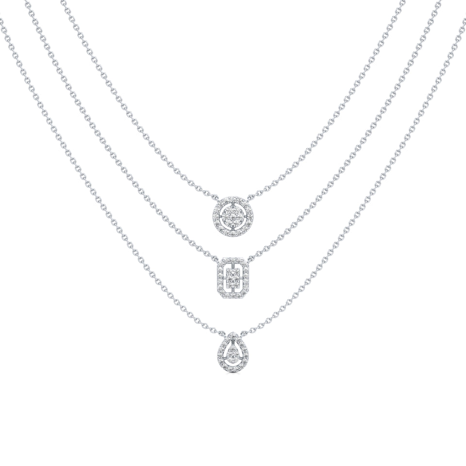 Multi-layered Trio Shaped Pave Diamond Chain