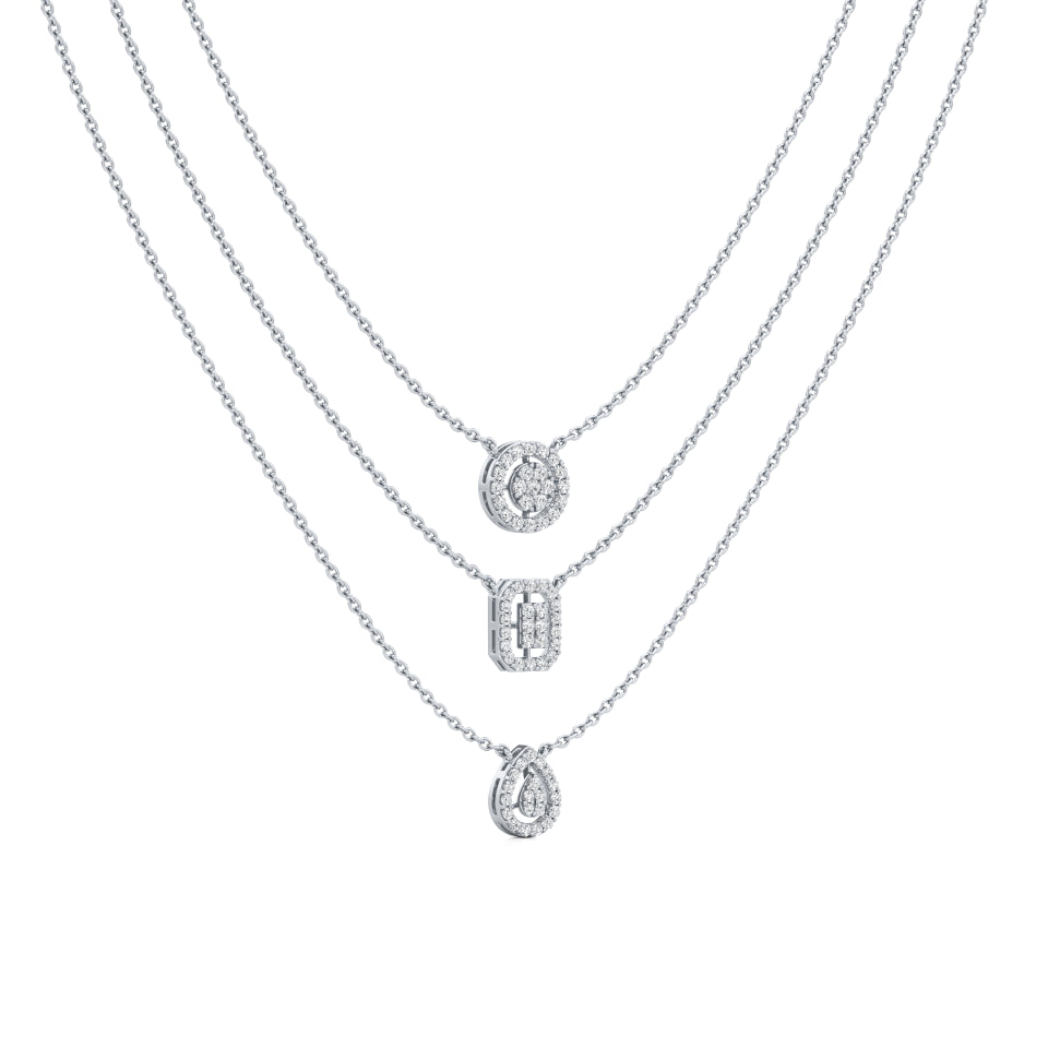Multi-layered Trio Shaped Pave Diamond Chain
