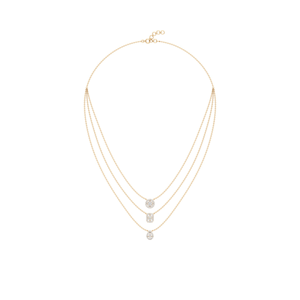 Multi-layered Trio Shaped Pave Diamond Chain