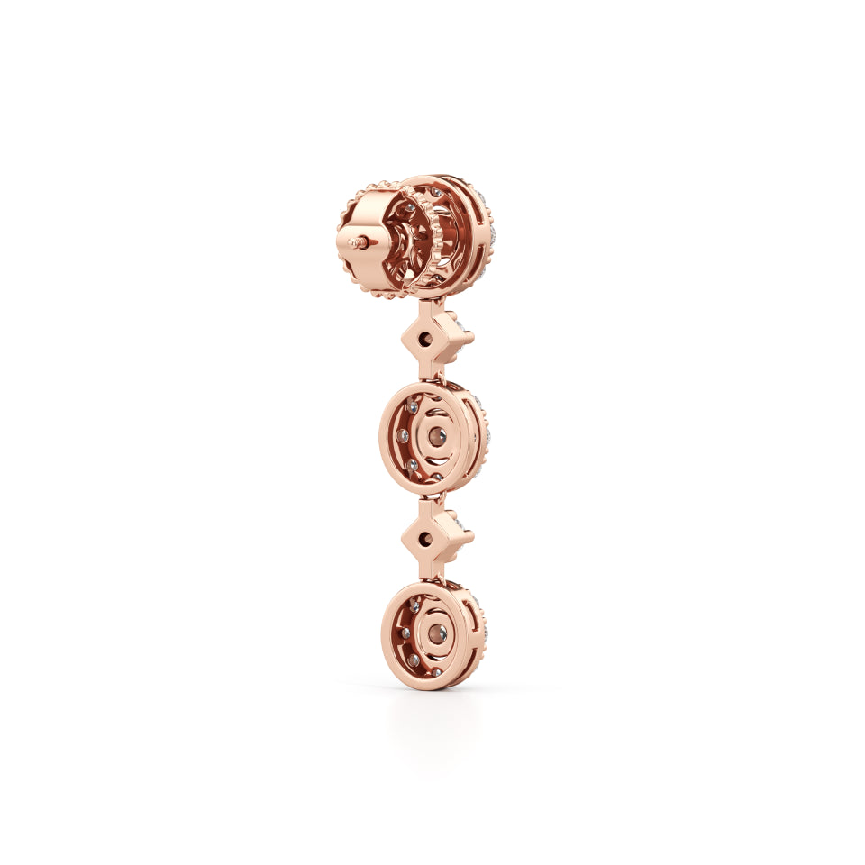 Linked Halo Drop Diamond Earrings
