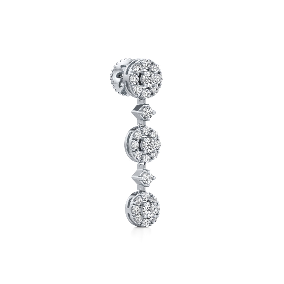 Linked Halo Drop Diamond Earrings