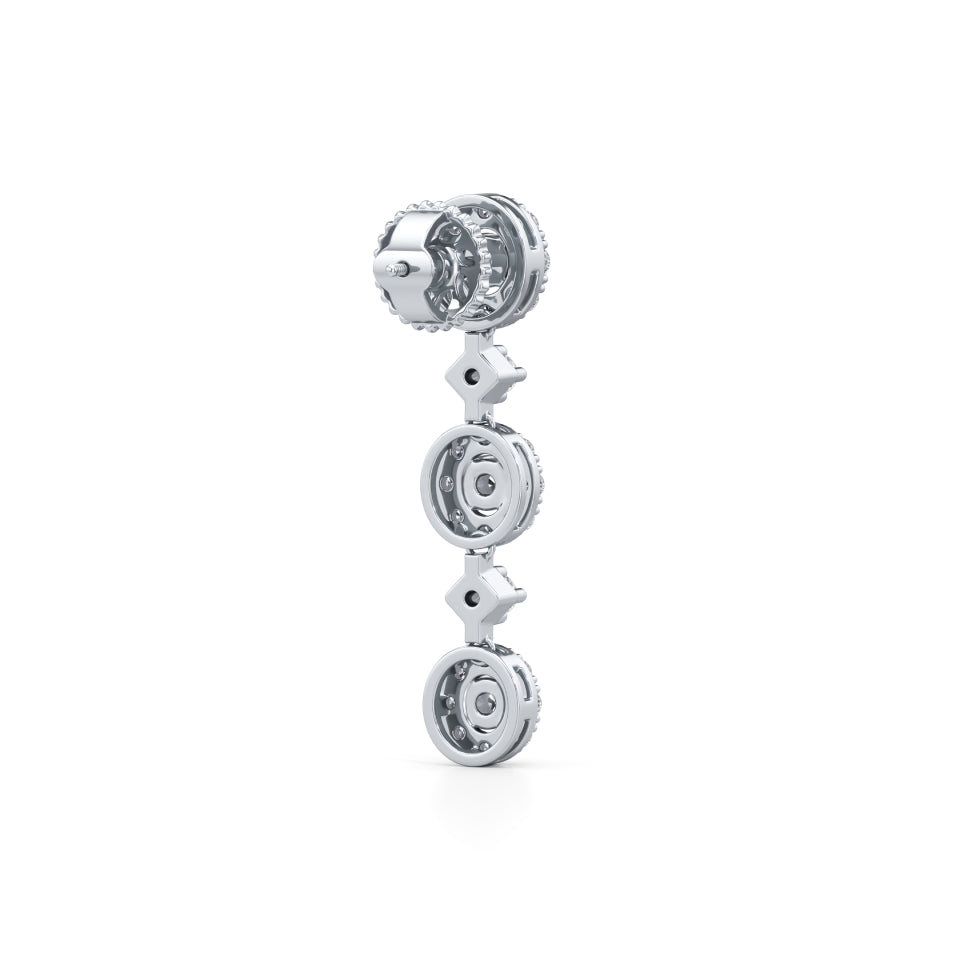 Linked Halo Drop Diamond Earrings
