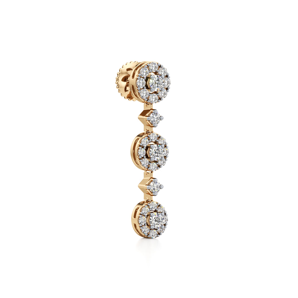 Linked Halo Drop Diamond Earrings