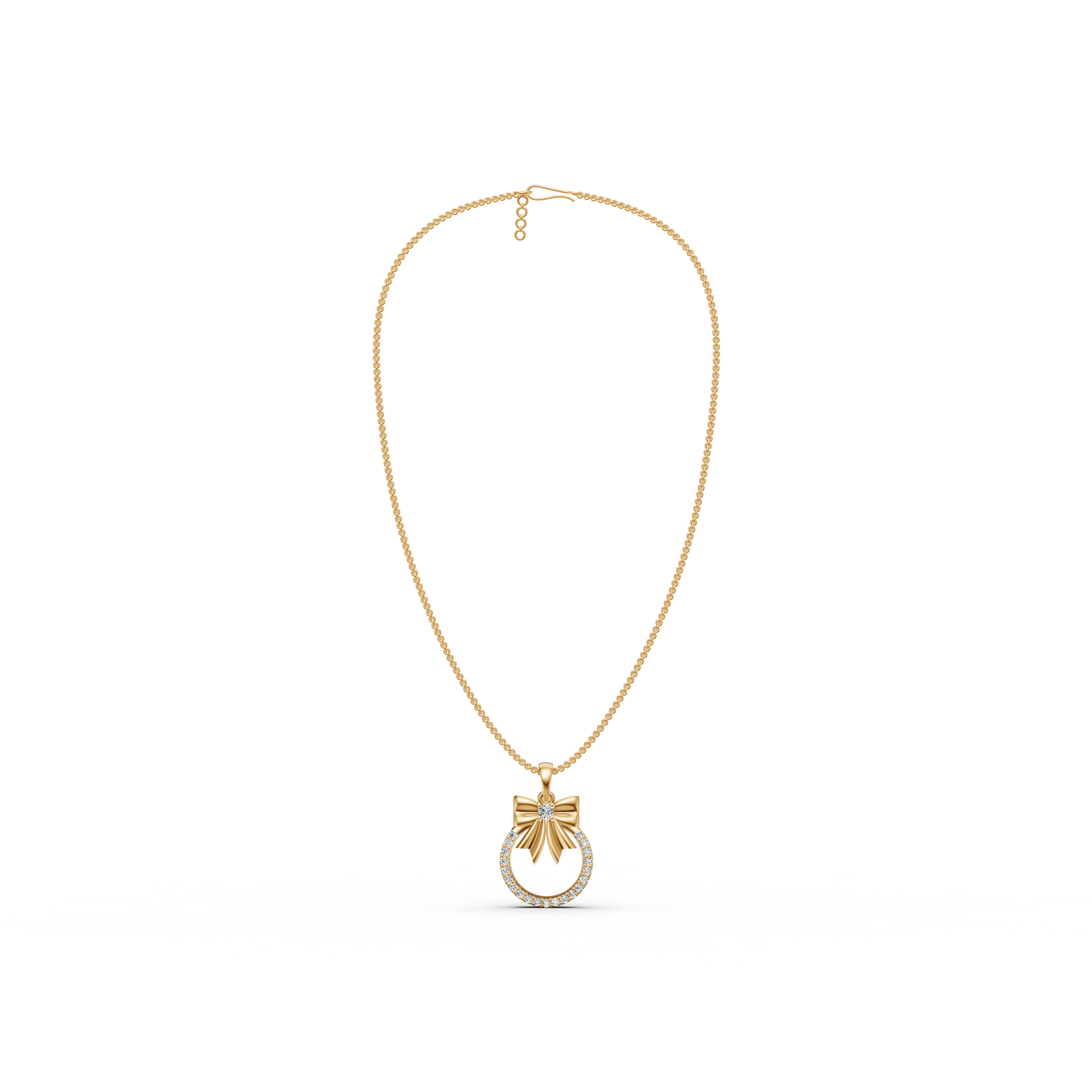 Elegant Bow Diamond Pendant