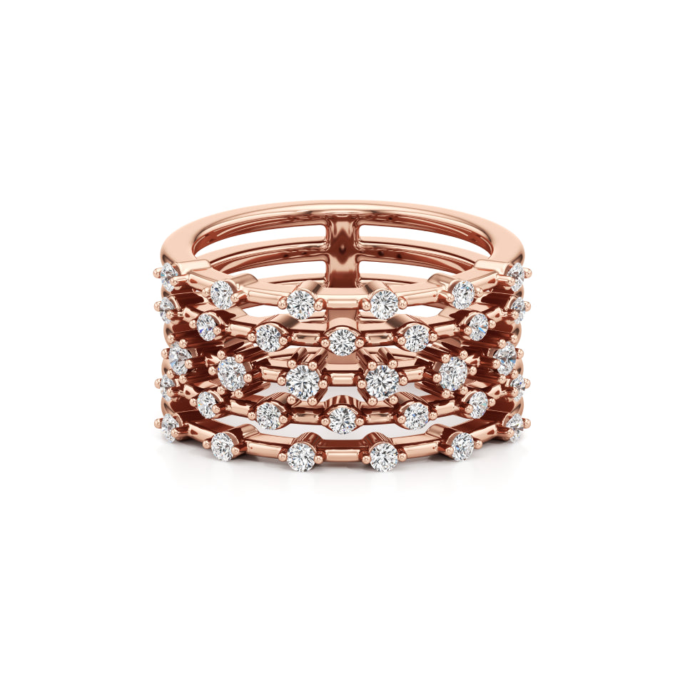 5-Row Radiant Diamond Ring