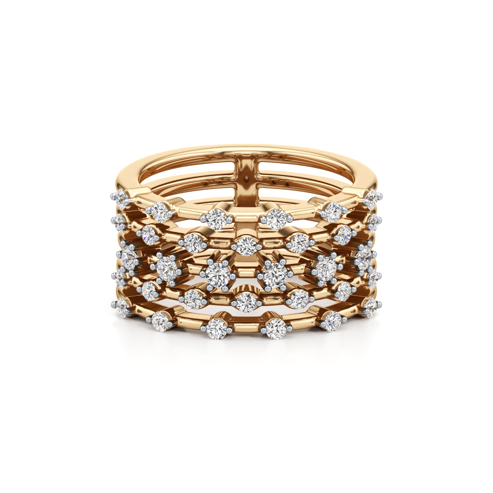 5-Row Radiant Diamond Ring