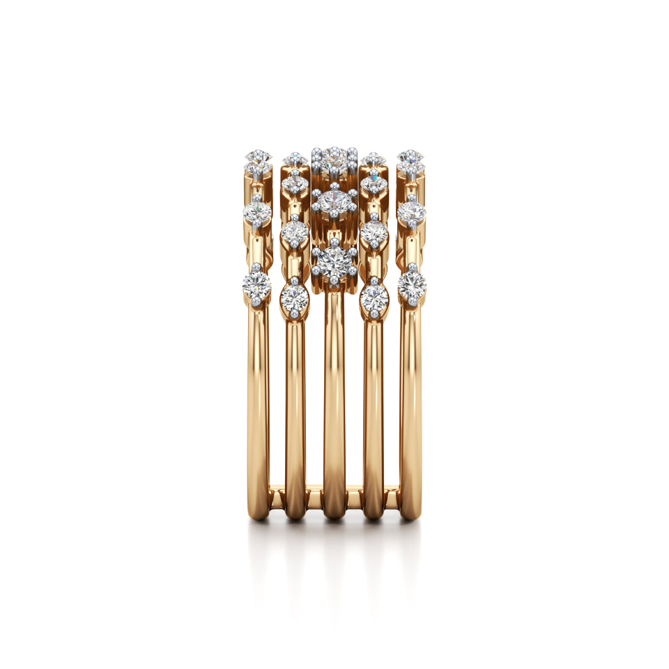 5-Row Radiant Diamond Ring