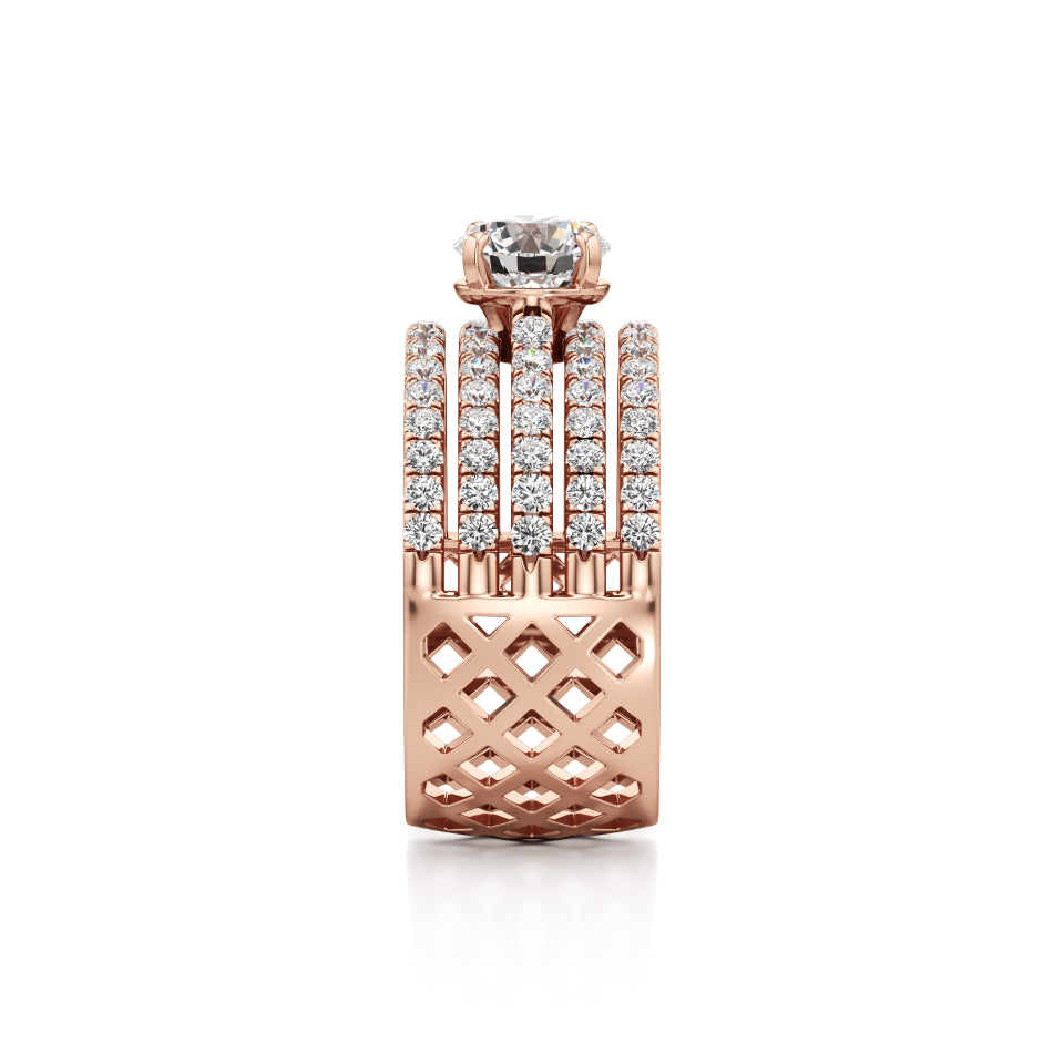 Five-Line Diamond Solitaire Ring