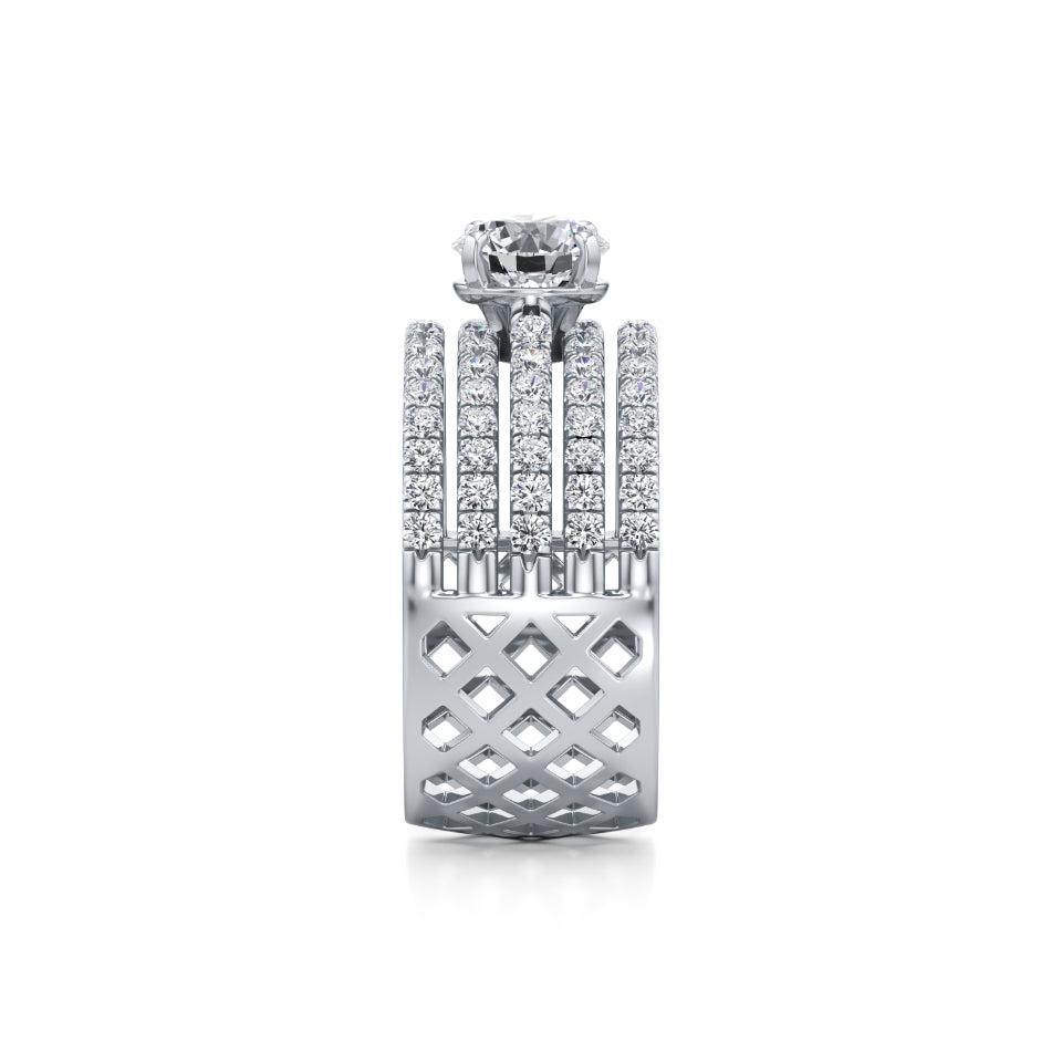 Five-Line Diamond Solitaire Ring