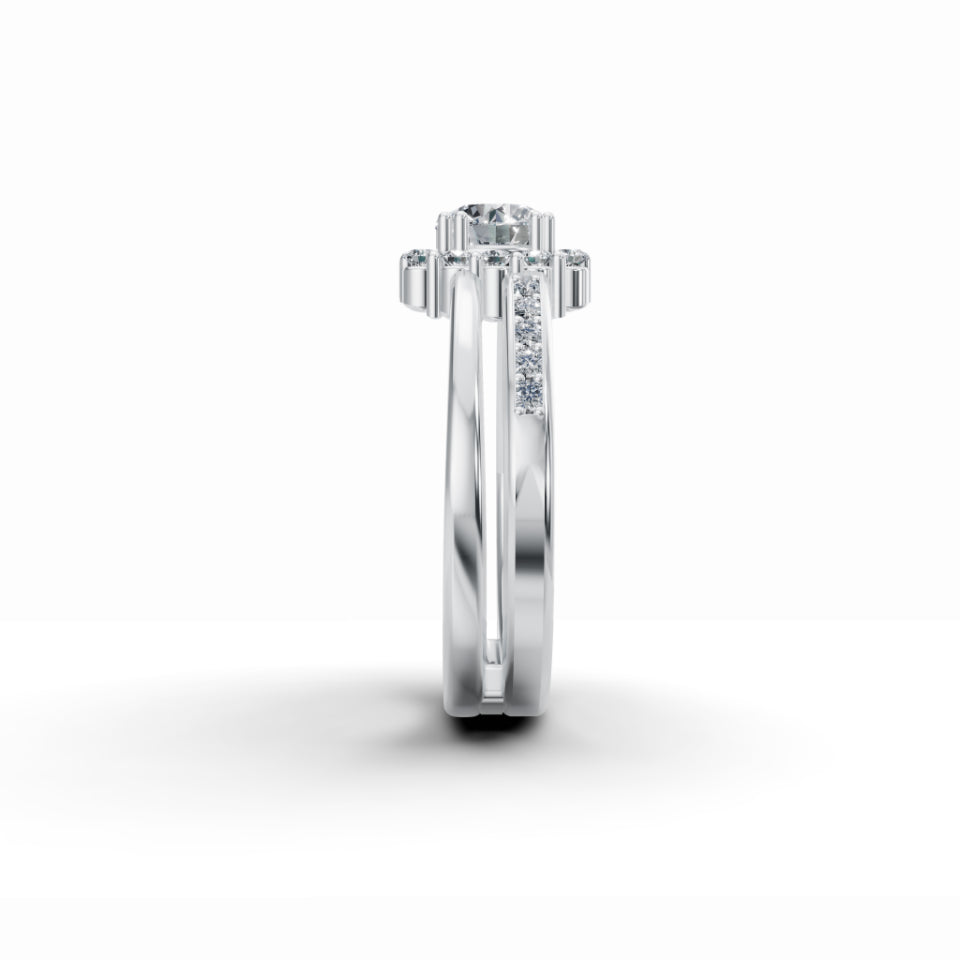 Double Barrel Halo Diamond Ring