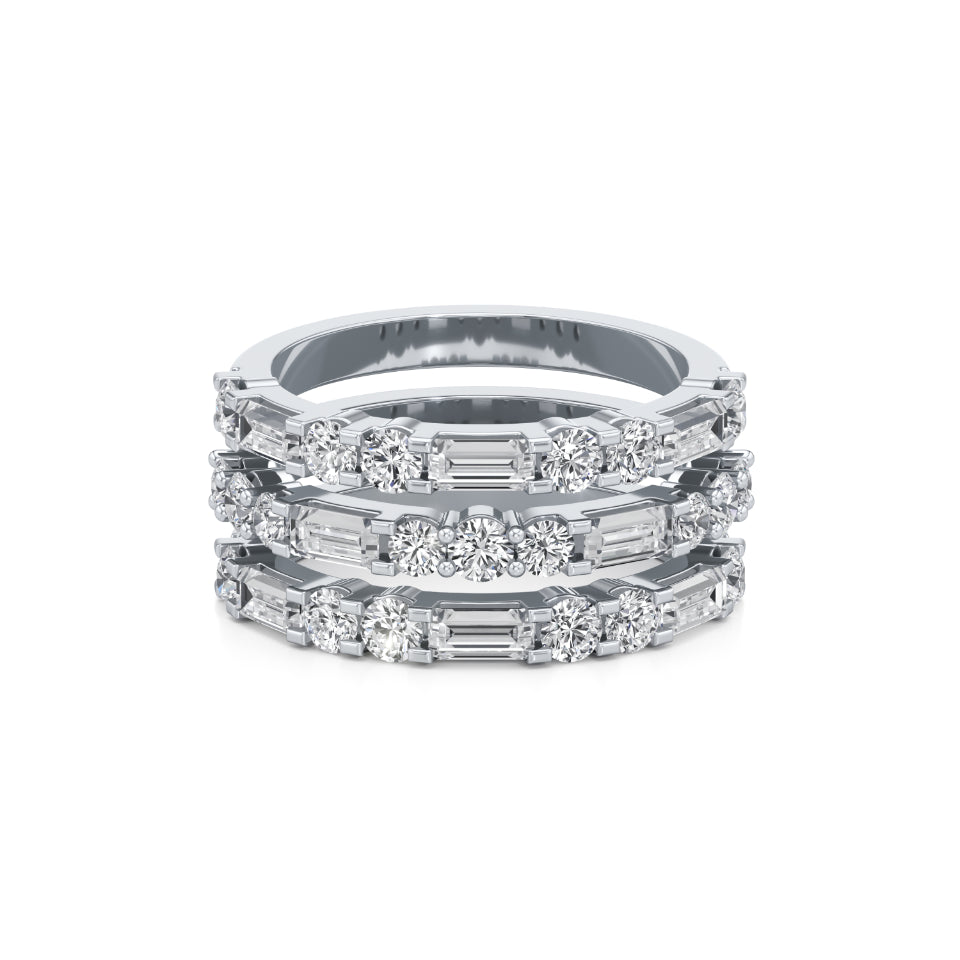 Three-Row Stackable Diamond Ring