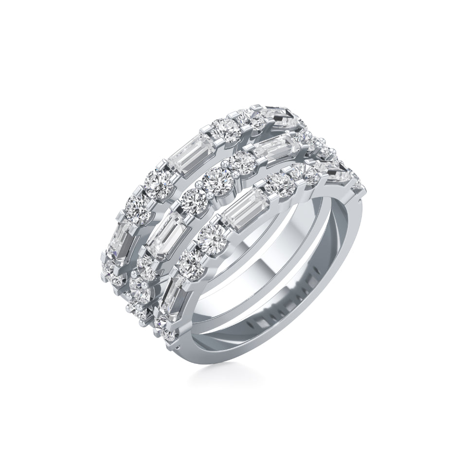Three-Row Stackable Diamond Ring