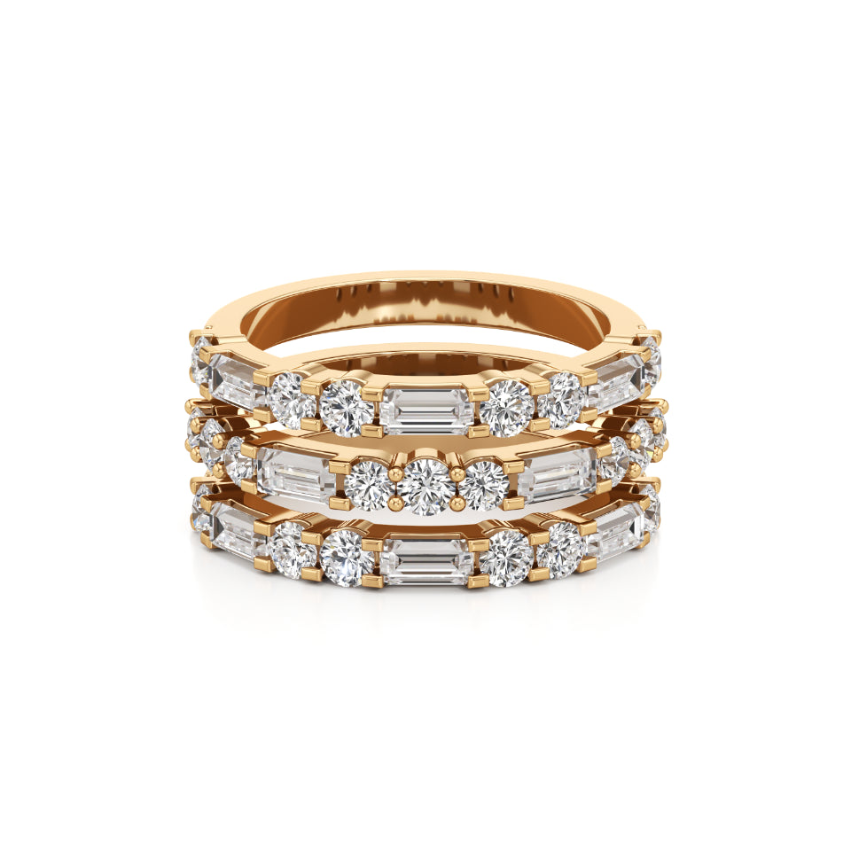 Three-Row Stackable Diamond Ring