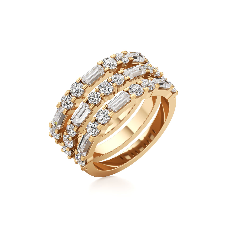 Three-Row Stackable Diamond Ring