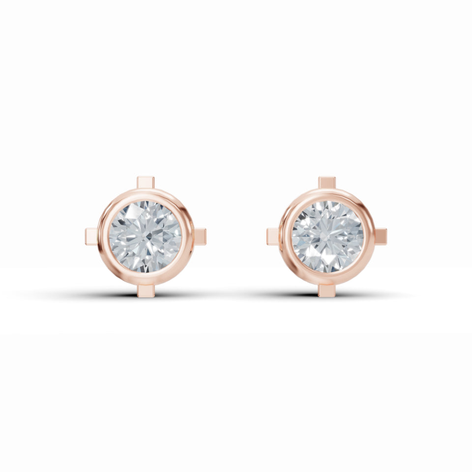 Gleaming Solitaire Diamond Stud Earrings