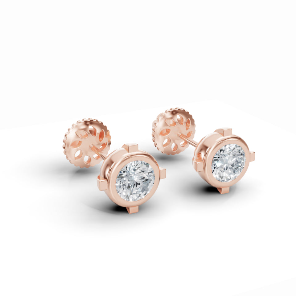 Gleaming Solitaire Diamond Stud Earrings