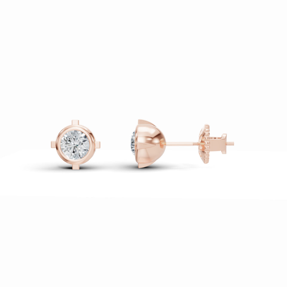 Gleaming Solitaire Diamond Stud Earrings