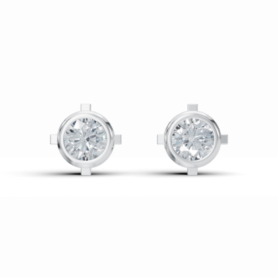 Gleaming Solitaire Diamond Stud Earrings