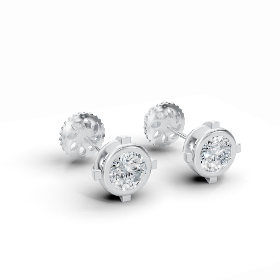 Gleaming Solitaire Diamond Stud Earrings