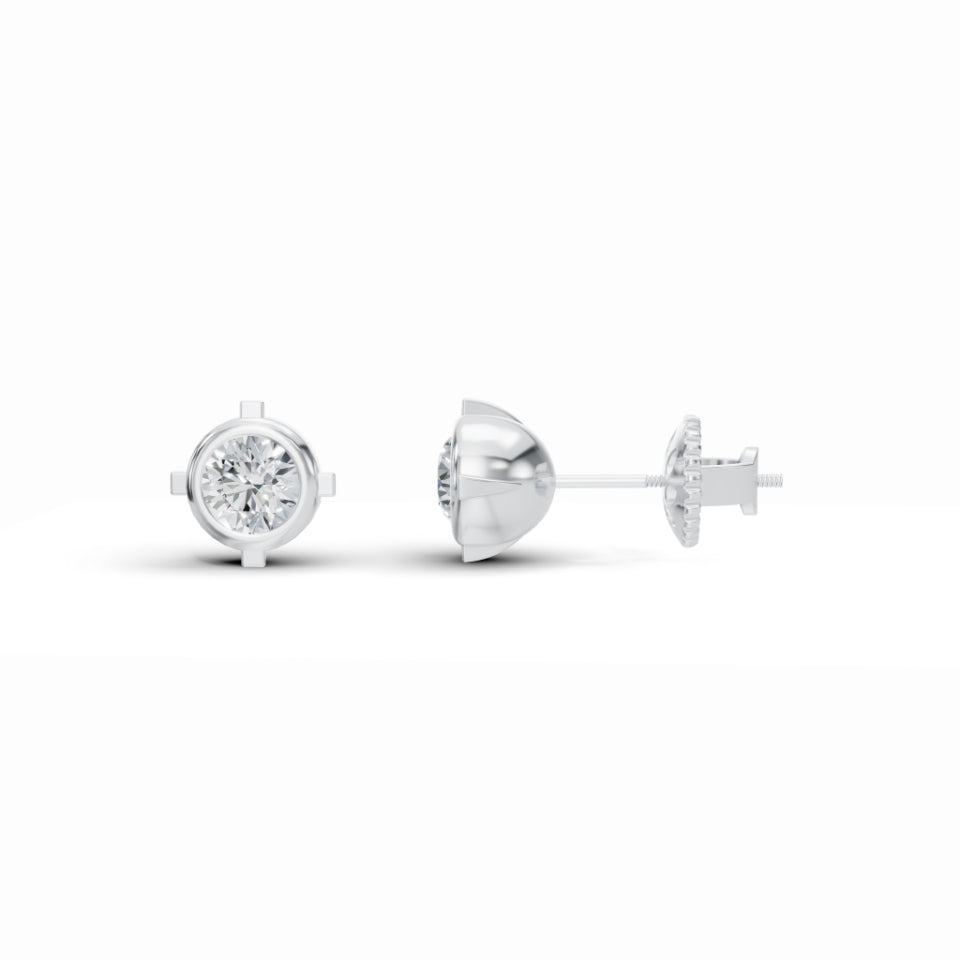Gleaming Solitaire Diamond Stud Earrings