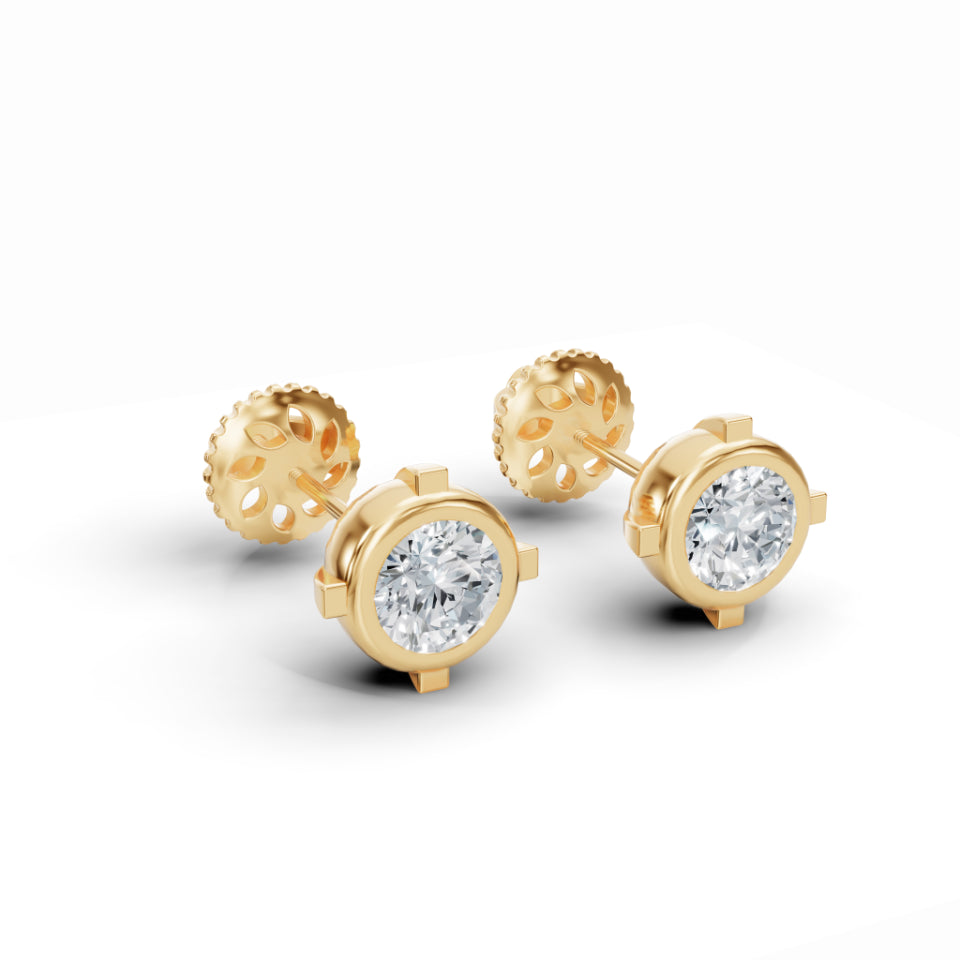 Gleaming Solitaire Diamond Stud Earrings