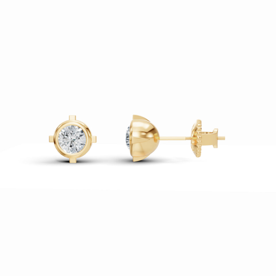Gleaming Solitaire Diamond Stud Earrings