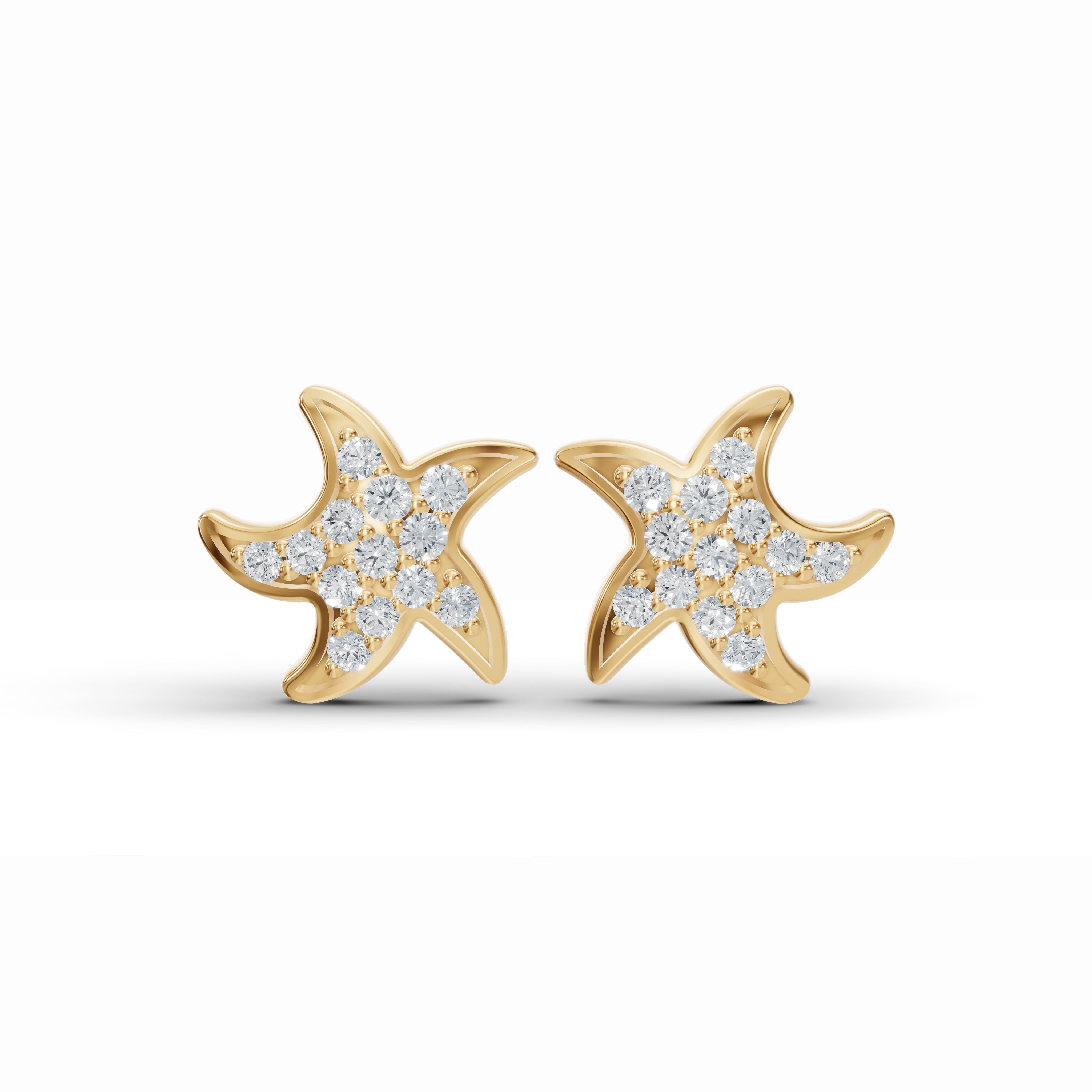 Starfish Diamond Stud Earrings