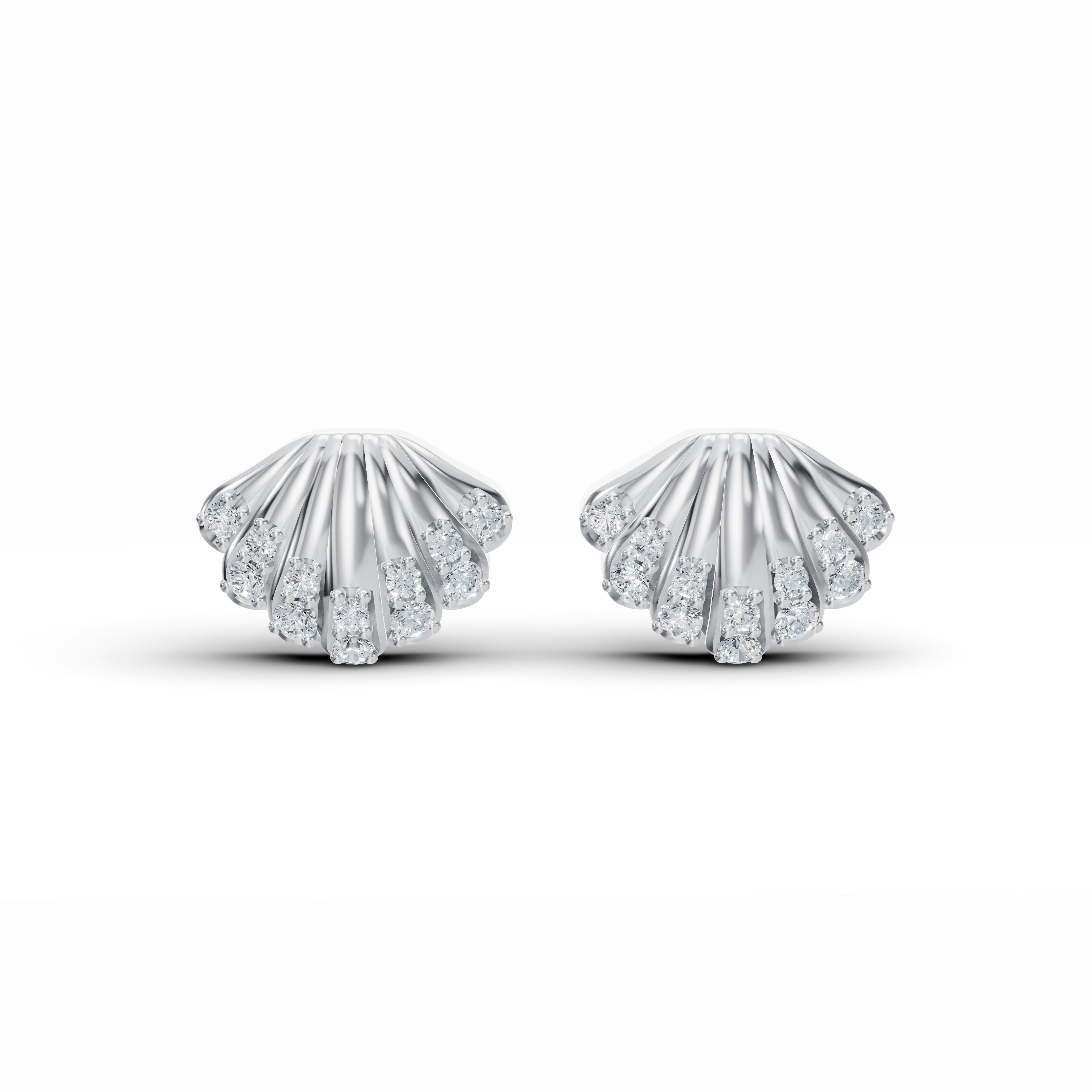 Seashell Diamond Stud Earrings
