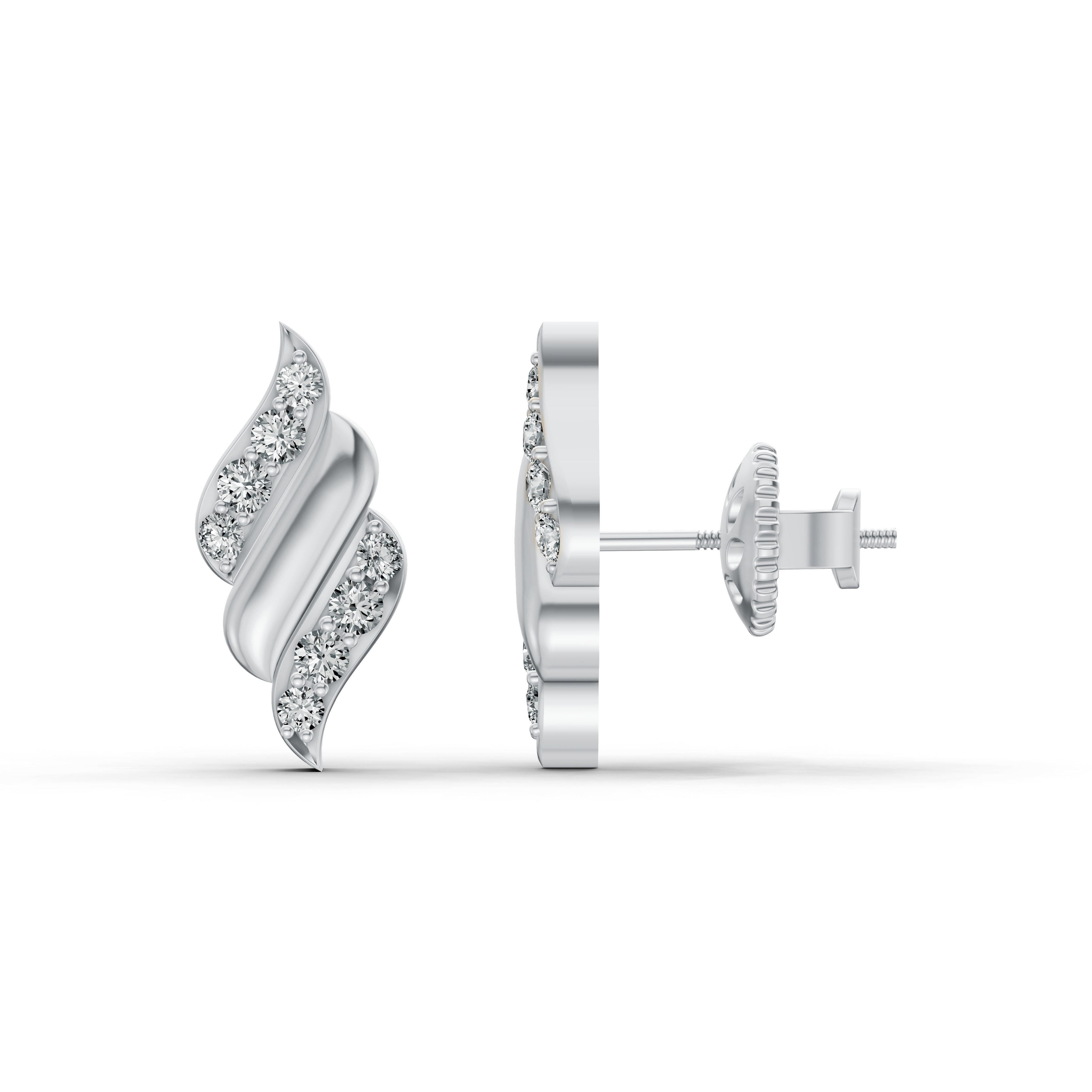 Elegant Wave Diamond Pendant & Earring Set