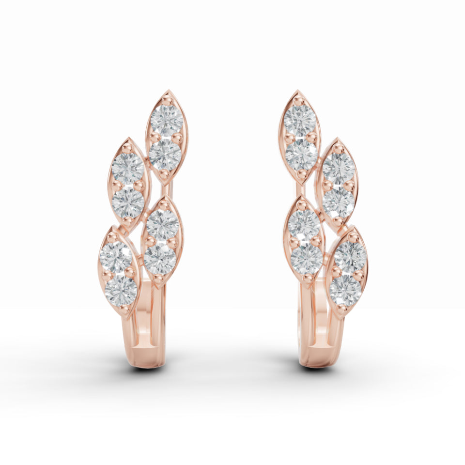 Delicate Leaf Diamond Stud Earrings