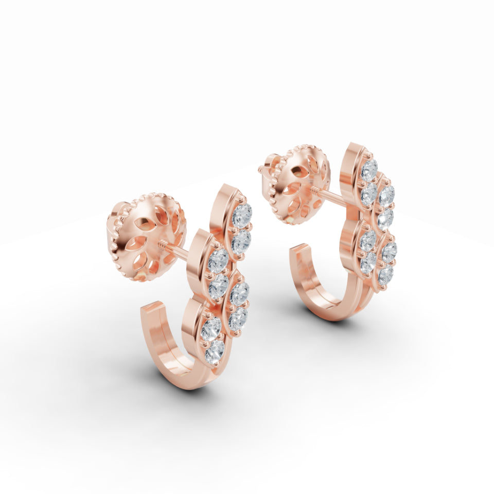 Delicate Leaf Diamond Stud Earrings