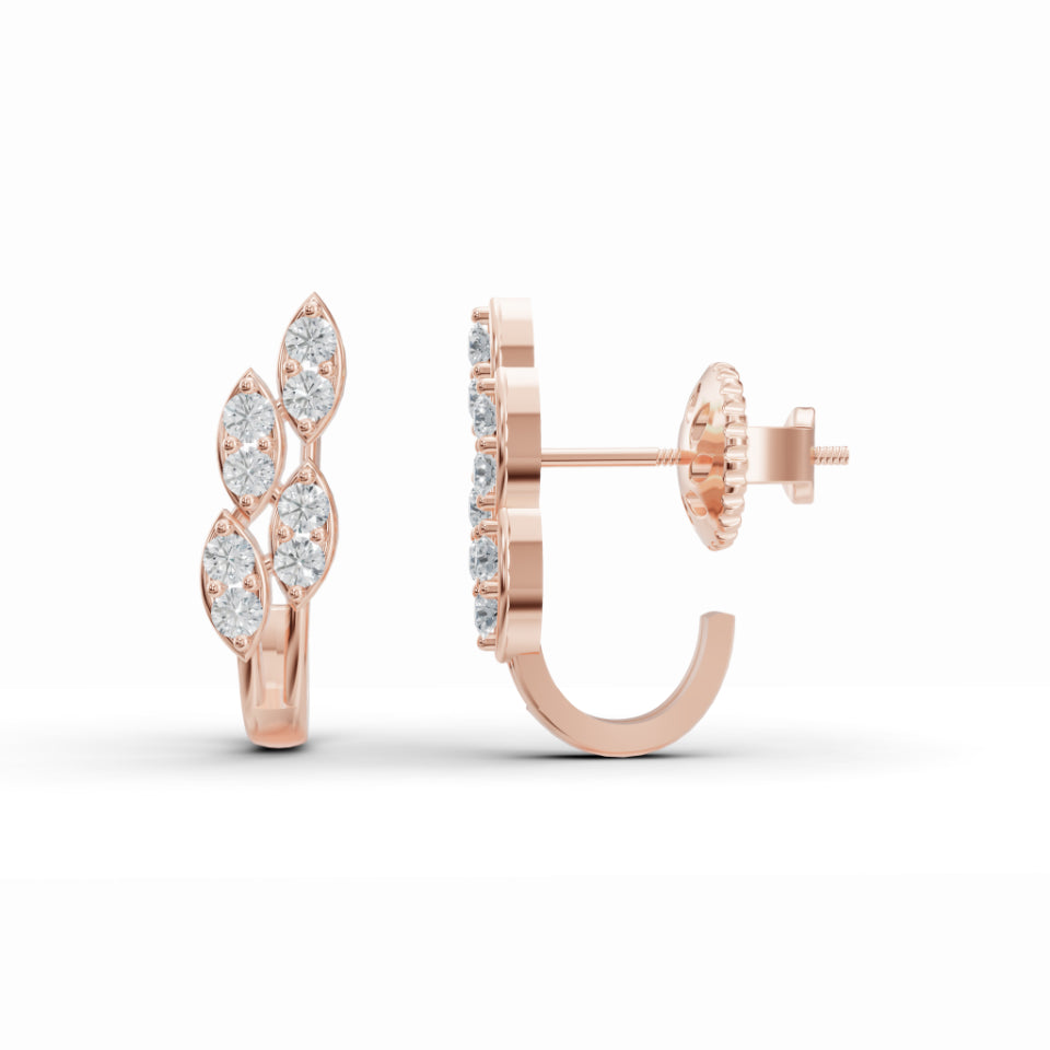Delicate Leaf Diamond Stud Earrings