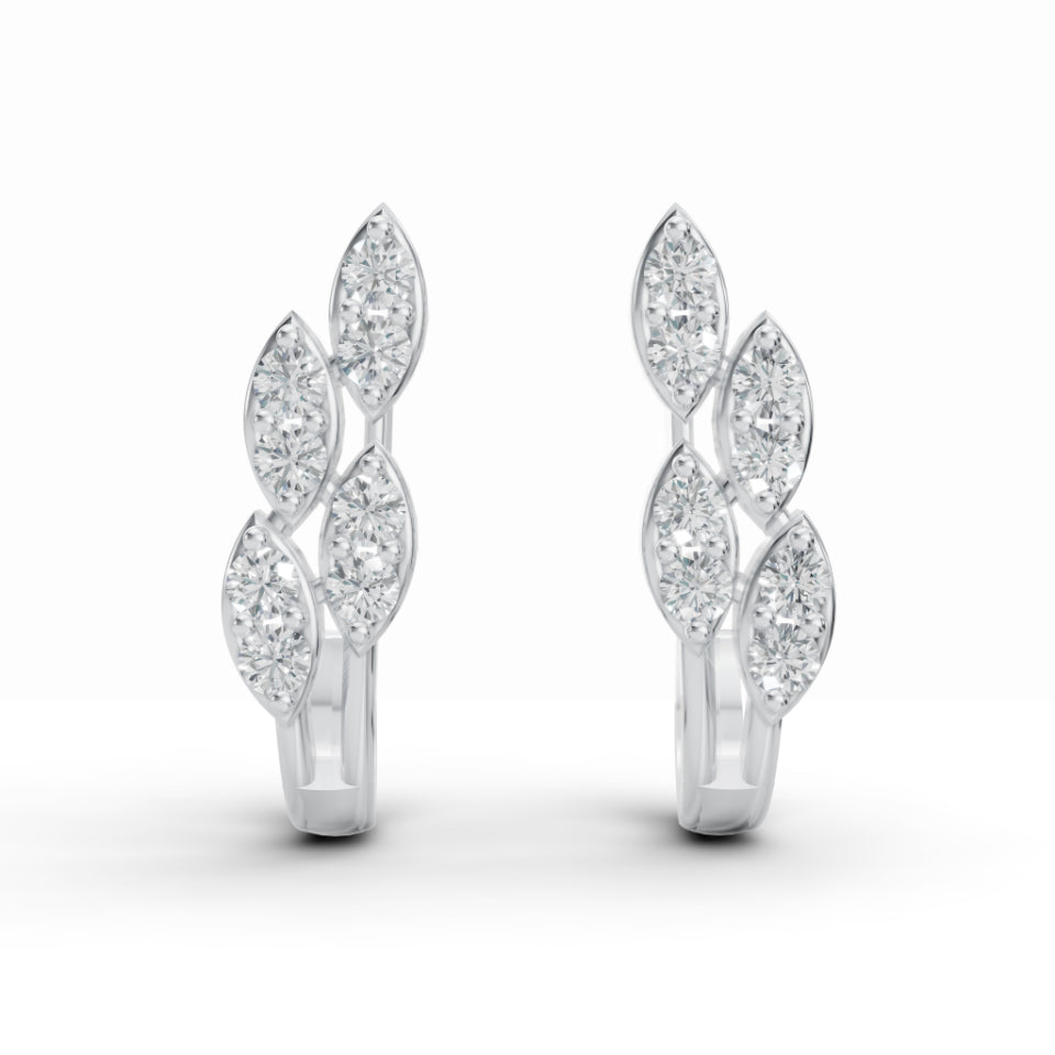 Delicate Leaf Diamond Stud Earrings