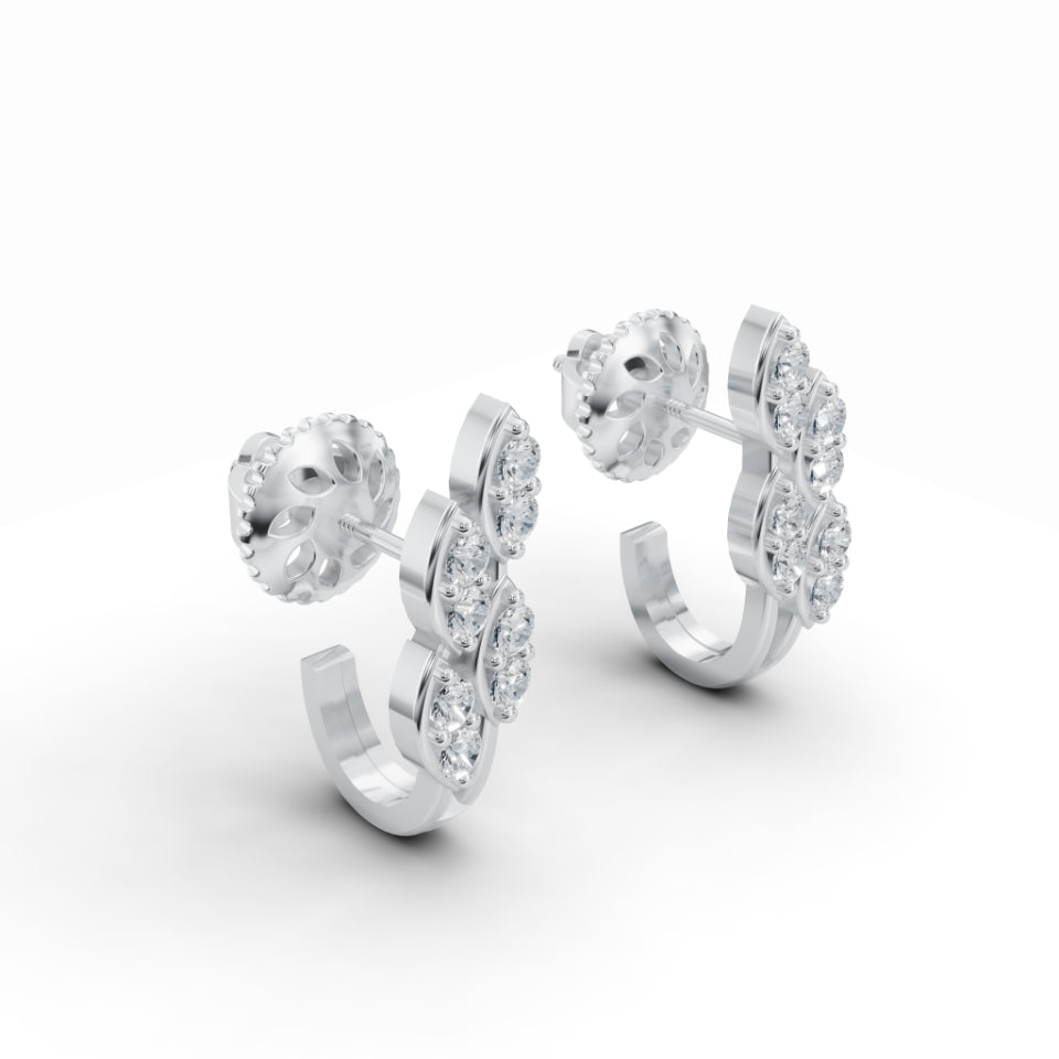 Delicate Leaf Diamond Stud Earrings