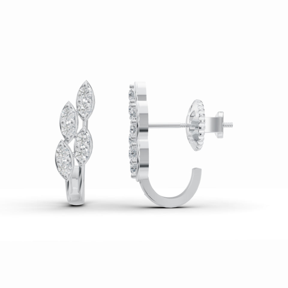 Delicate Leaf Diamond Stud Earrings