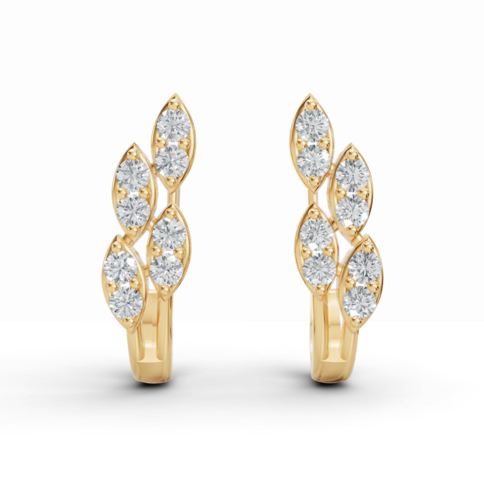 Delicate Leaf Diamond Stud Earrings