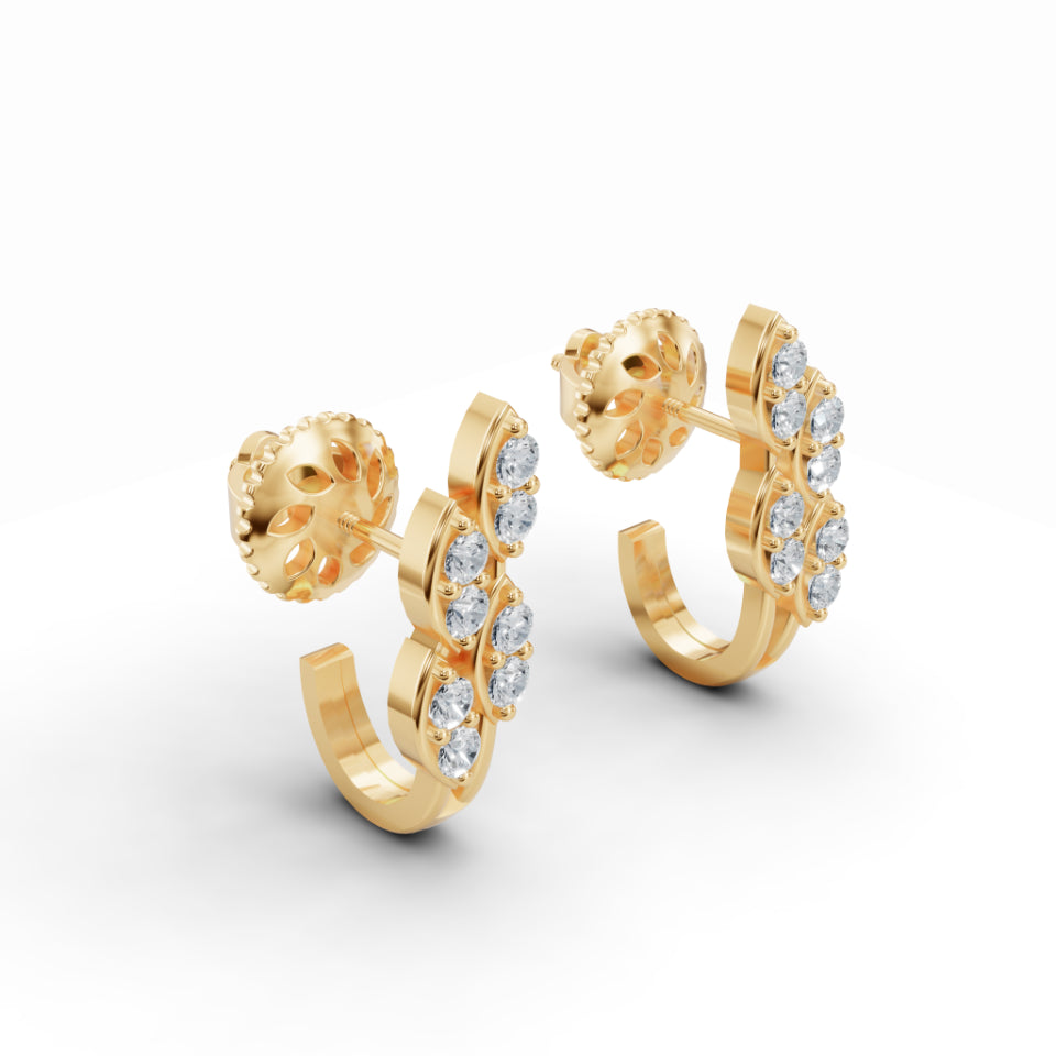 Delicate Leaf Diamond Stud Earrings