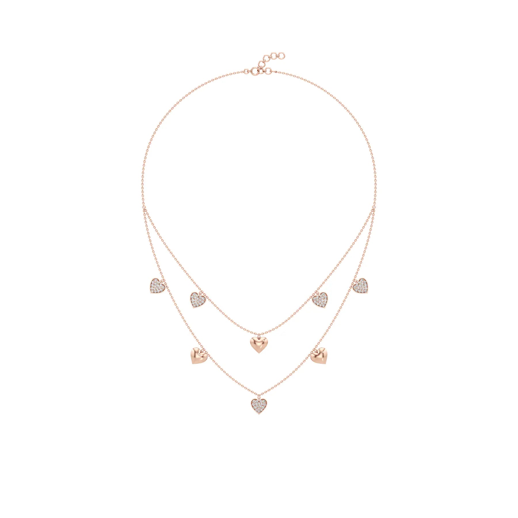 Double Happiness Heart Diamond Necklace