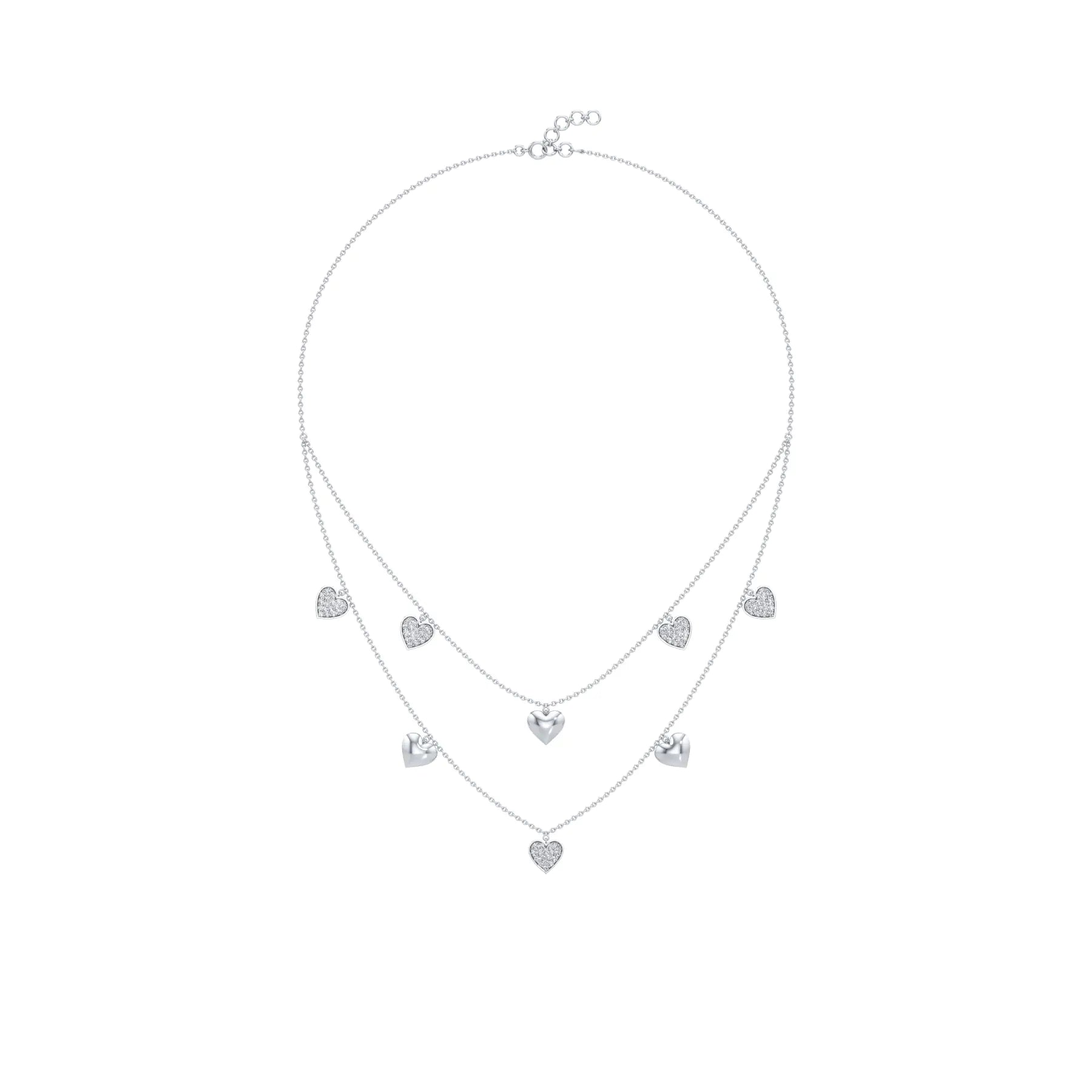 Double Happiness Heart Diamond Necklace