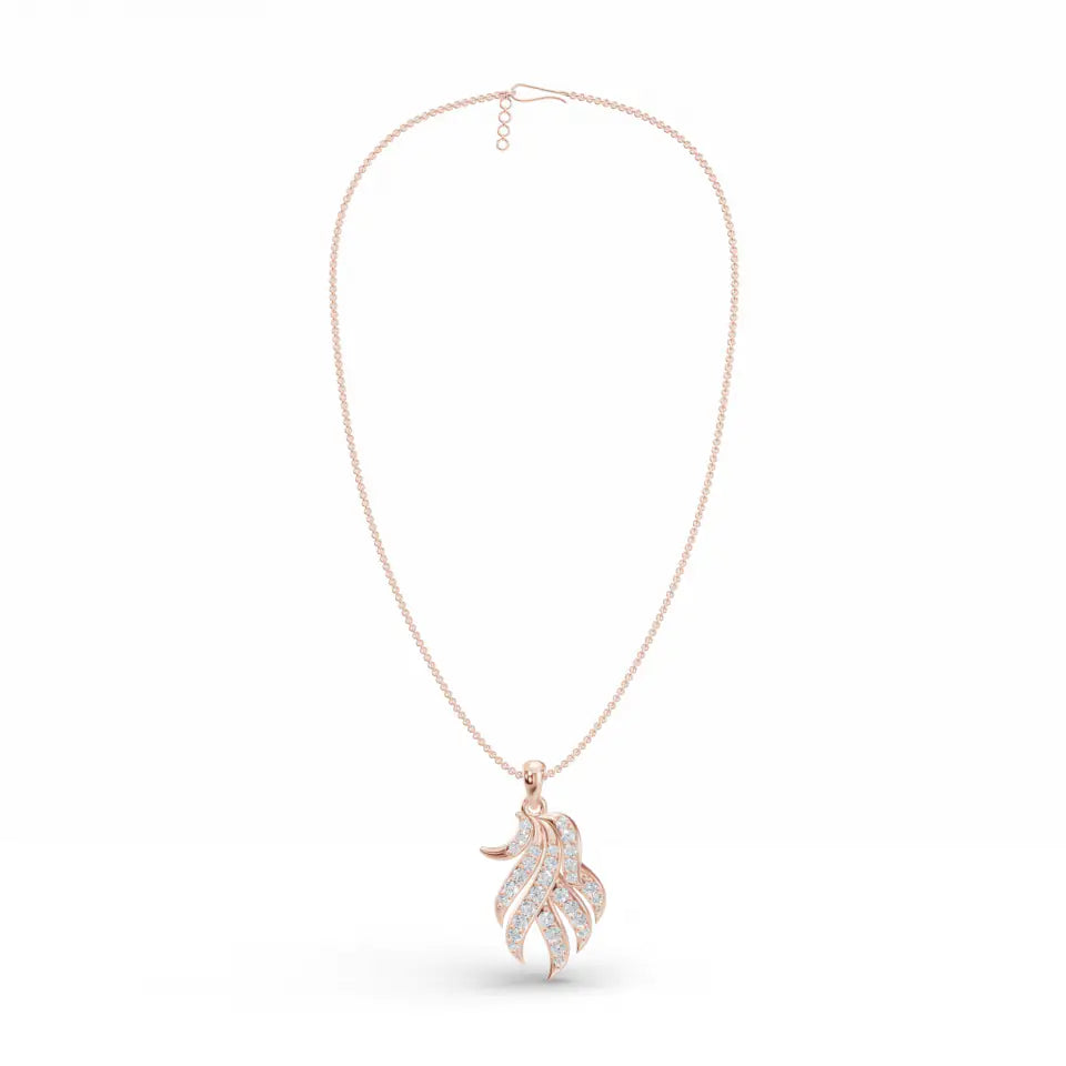 Elegant Diamond Feather Pendant