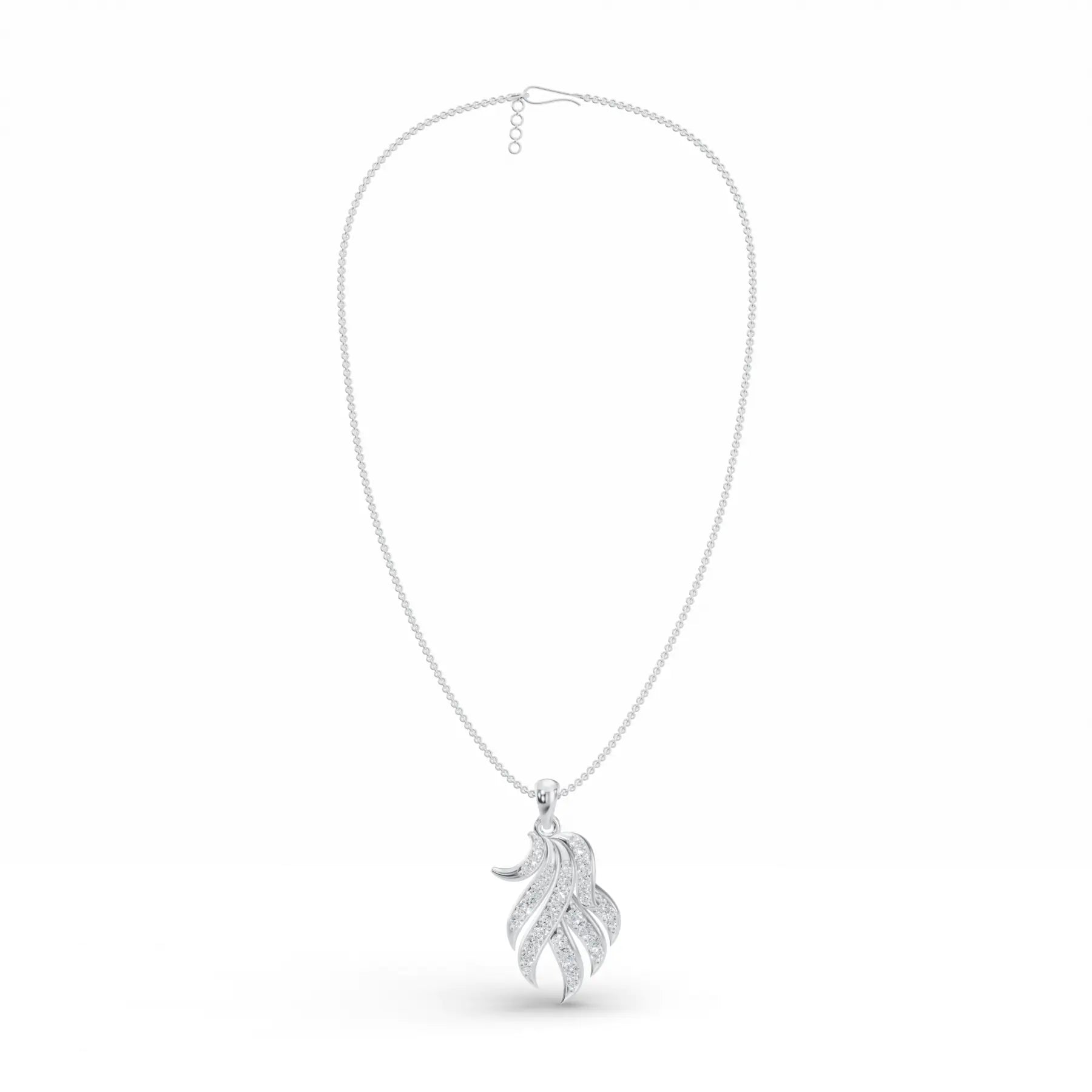 Elegant Diamond Feather Pendant